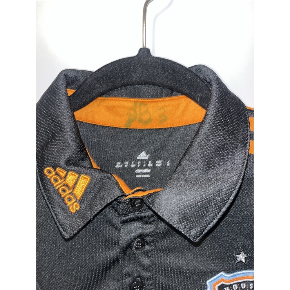 Adidas MLS Houston Dynamo Polo Shirt Mens Size Medium Soccer Black Orange - Picture 3 of 6